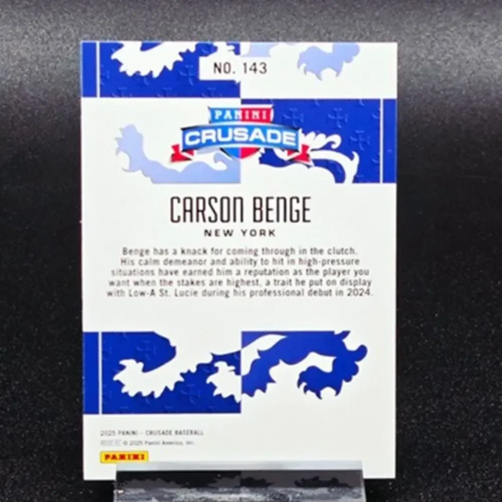 Carson Benge Unleashed Red and Blue Foil RC New York Mets Top Prospect - Picture 7 of 7